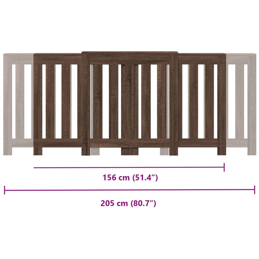 Radiatorombouw 205x21,5x83,5 cm bewerkt hout bruin eikenkleurig