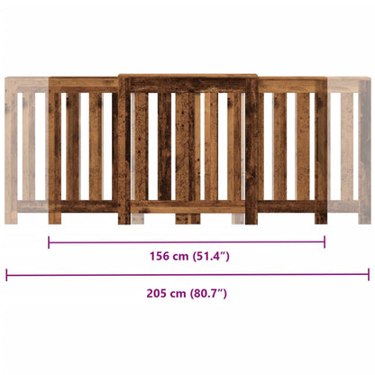 Radiatorombouw 205x21,5x83,5 cm bewerkt hout oud hout