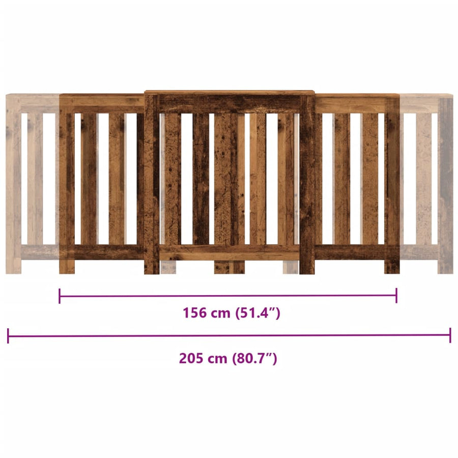 Radiatorombouw 205x21,5x83,5 cm bewerkt hout oud hout