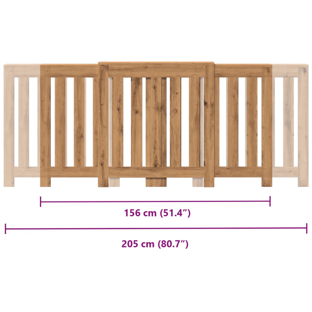 Radiatorombouw 205x21,5x83,5 cm bewerkt hout artisanaal eiken