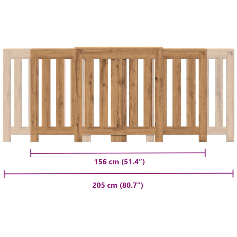 Radiatorombouw 205x21,5x83,5 cm bewerkt hout artisanaal eiken