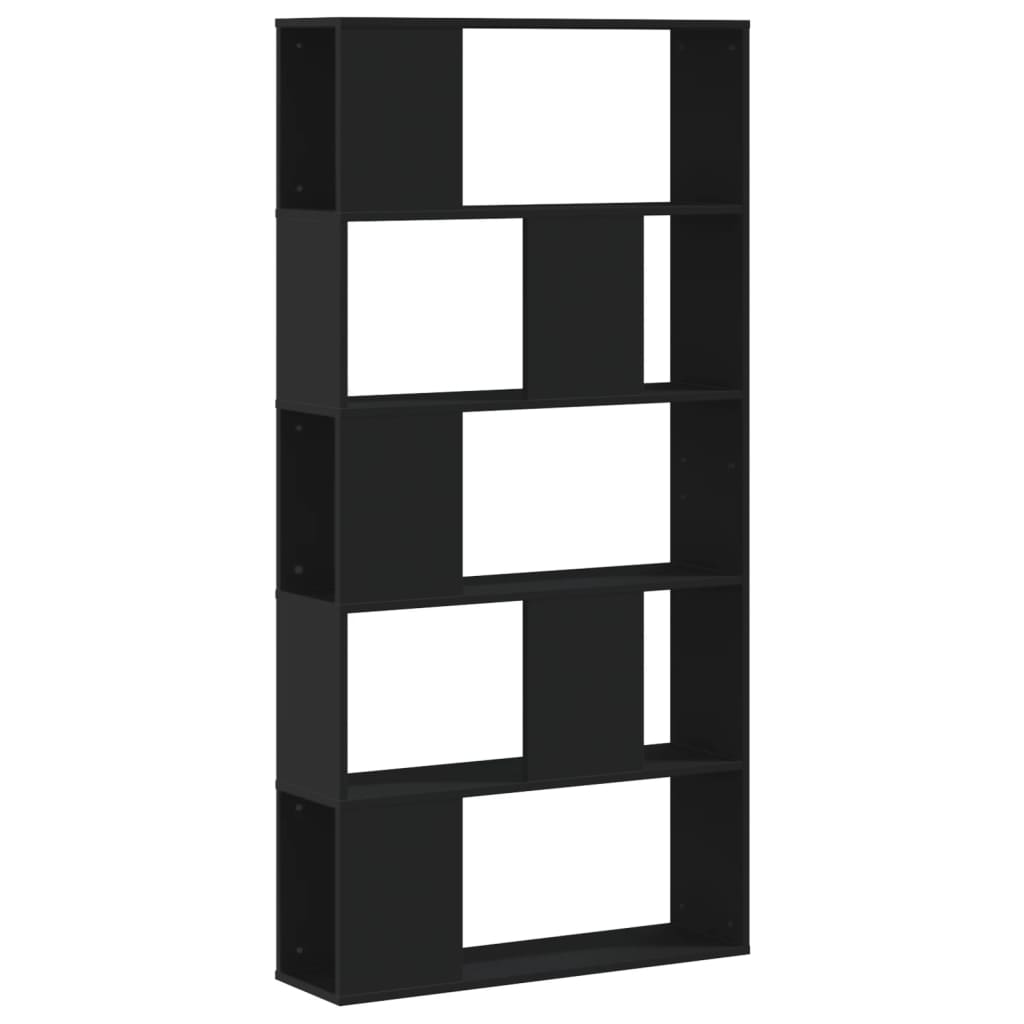 Boekenkast 5-laags 80,5x23,5x162,5 cm bewerkt hout zwart