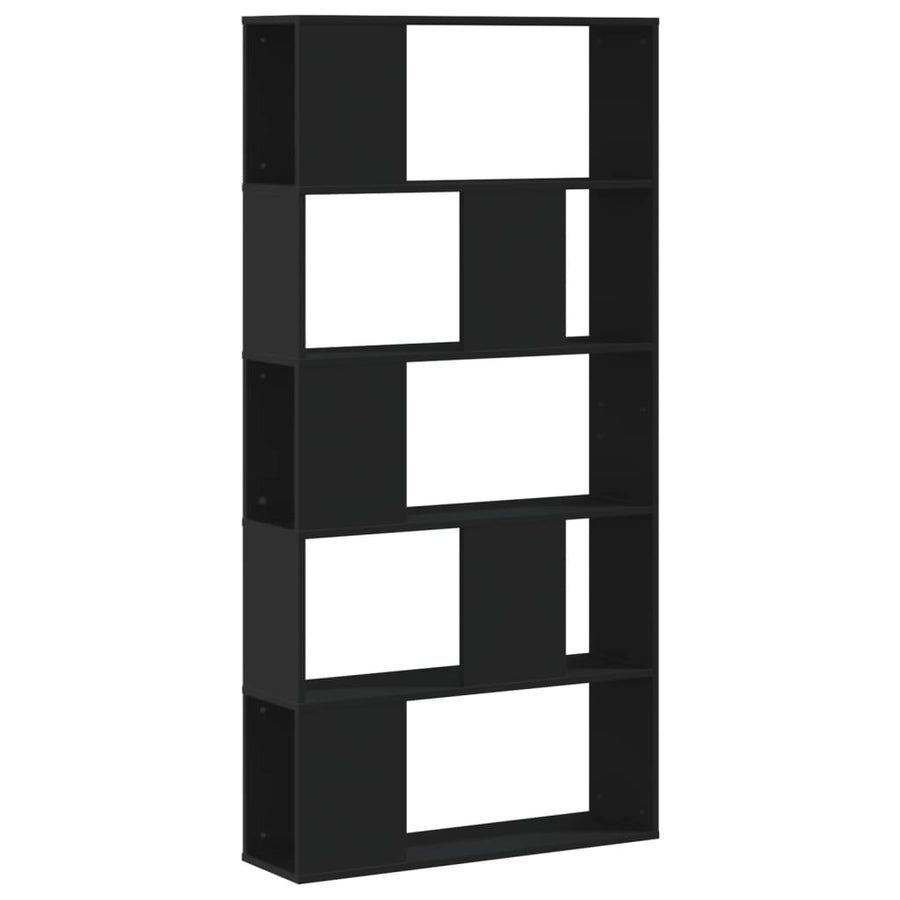 Boekenkast 5-laags 80,5x23,5x162,5 cm bewerkt hout zwart