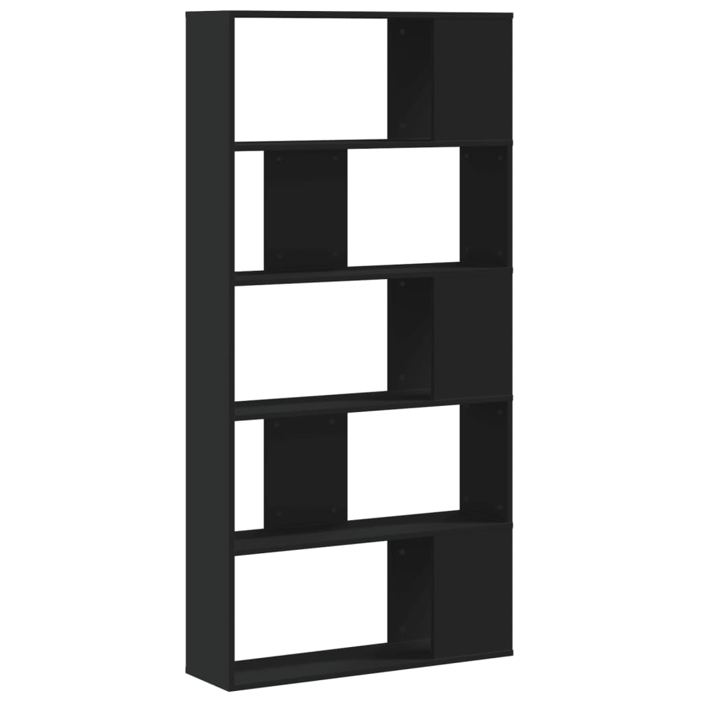 Boekenkast 5-laags 80,5x23,5x162,5 cm bewerkt hout zwart