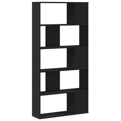 Boekenkast 5-laags 80,5x23,5x162,5 cm bewerkt hout zwart