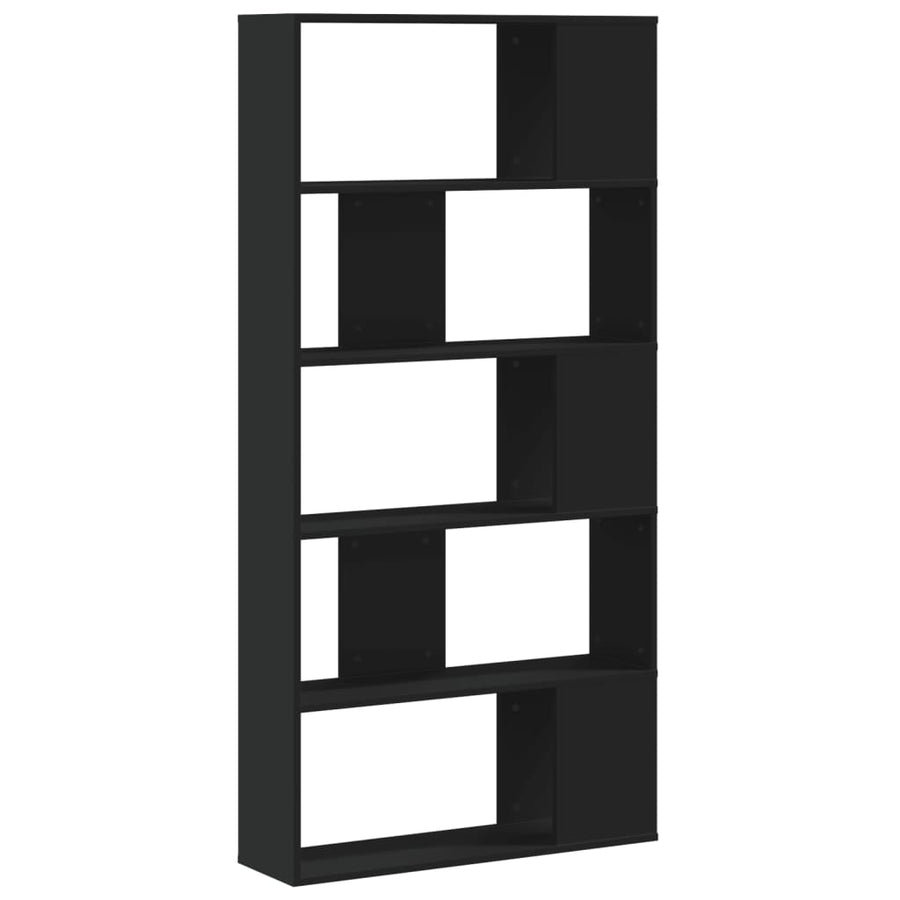 Boekenkast 5-laags 80,5x23,5x162,5 cm bewerkt hout zwart