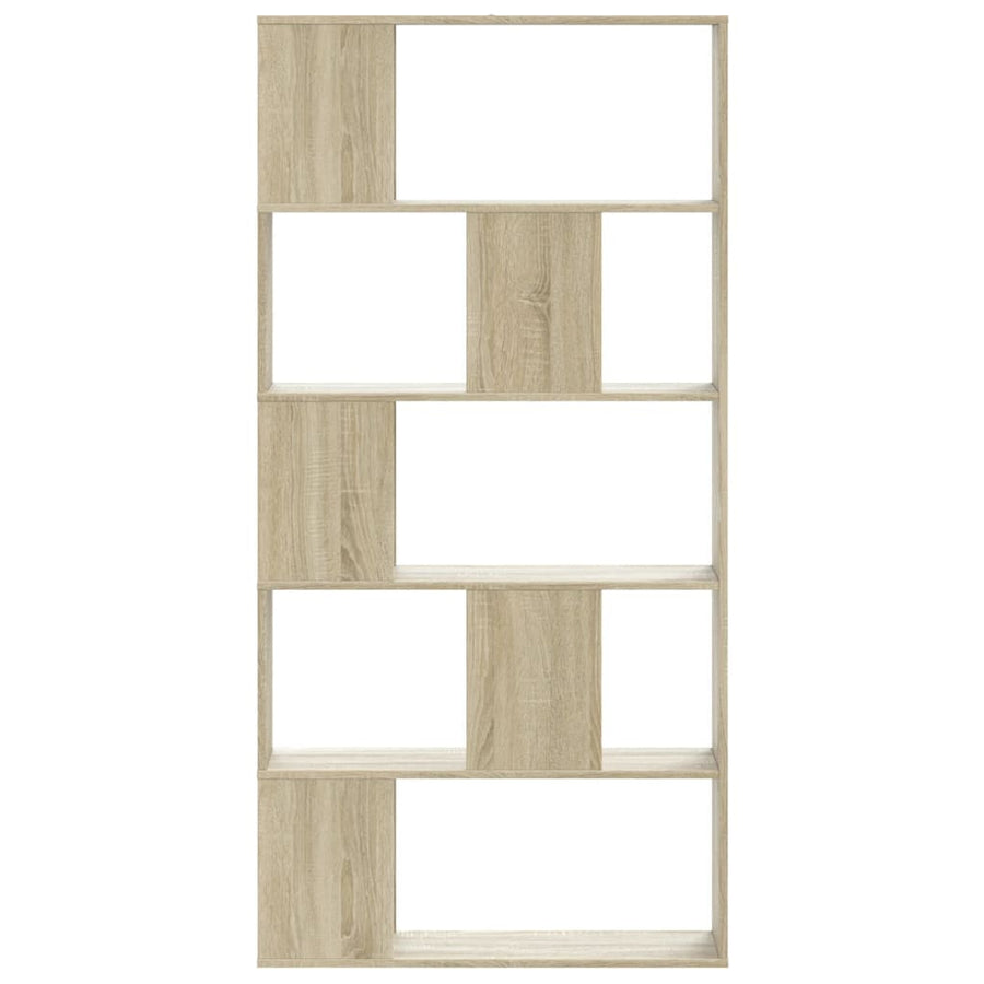 Boekenkast 5-laags 80,5x23,5x162,5 cm bewerkt hout sonoma eiken