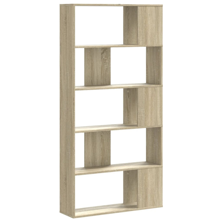 Boekenkast 5-laags 80,5x23,5x162,5 cm bewerkt hout sonoma eiken