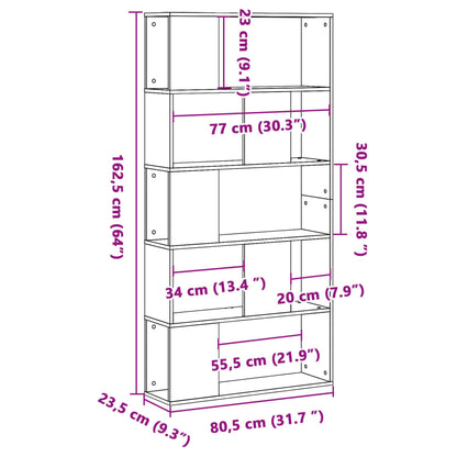 Boekenkast 5-laags 80,5x23,5x162,5 cm hout gerookt eikenkleurig