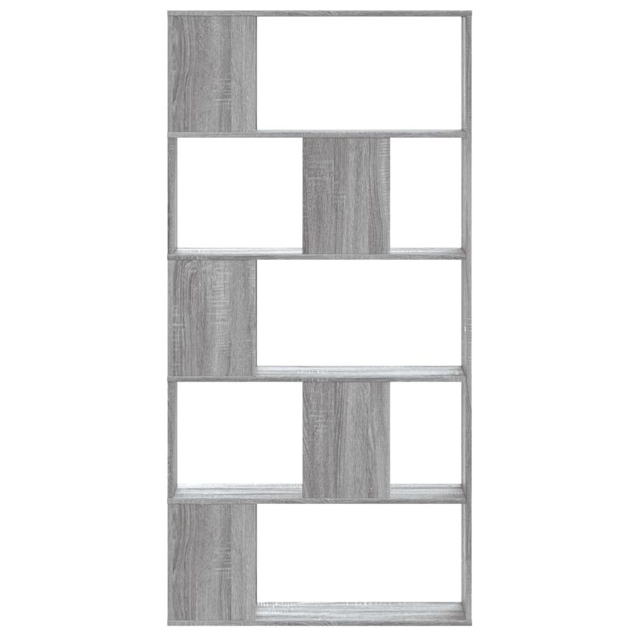 Boekenkast 5-laags 80,5x23,5x162,5 cm bewerkt hout grijs sonoma