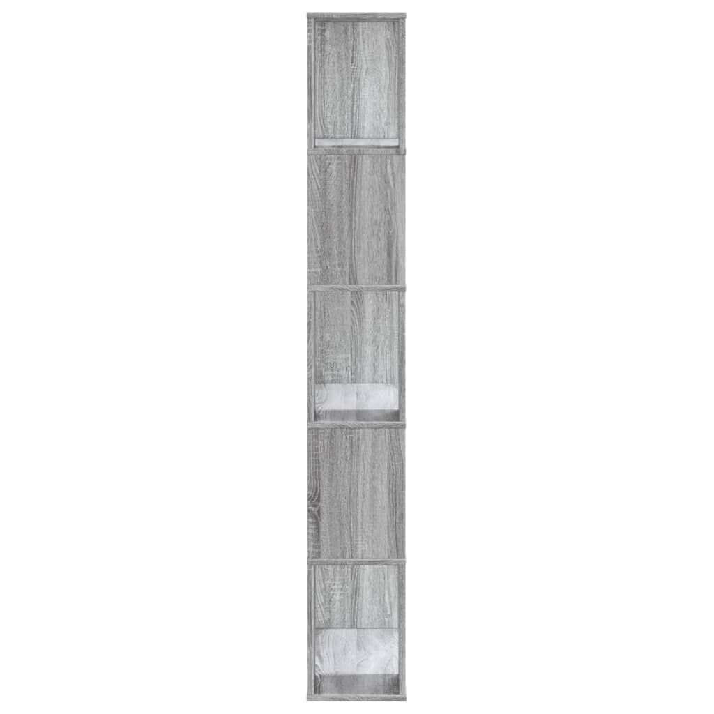 Boekenkast 5-laags 80,5x23,5x162,5 cm bewerkt hout grijs sonoma