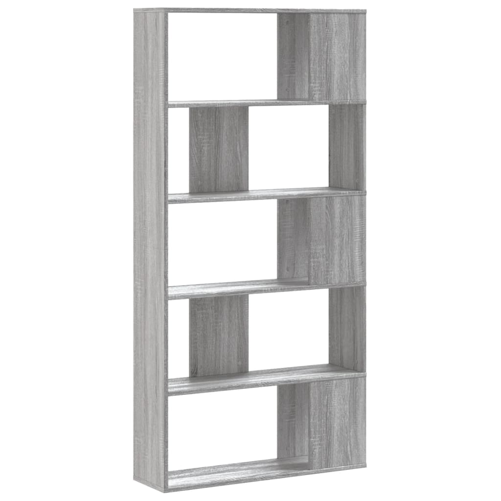 Boekenkast 5-laags 80,5x23,5x162,5 cm bewerkt hout grijs sonoma