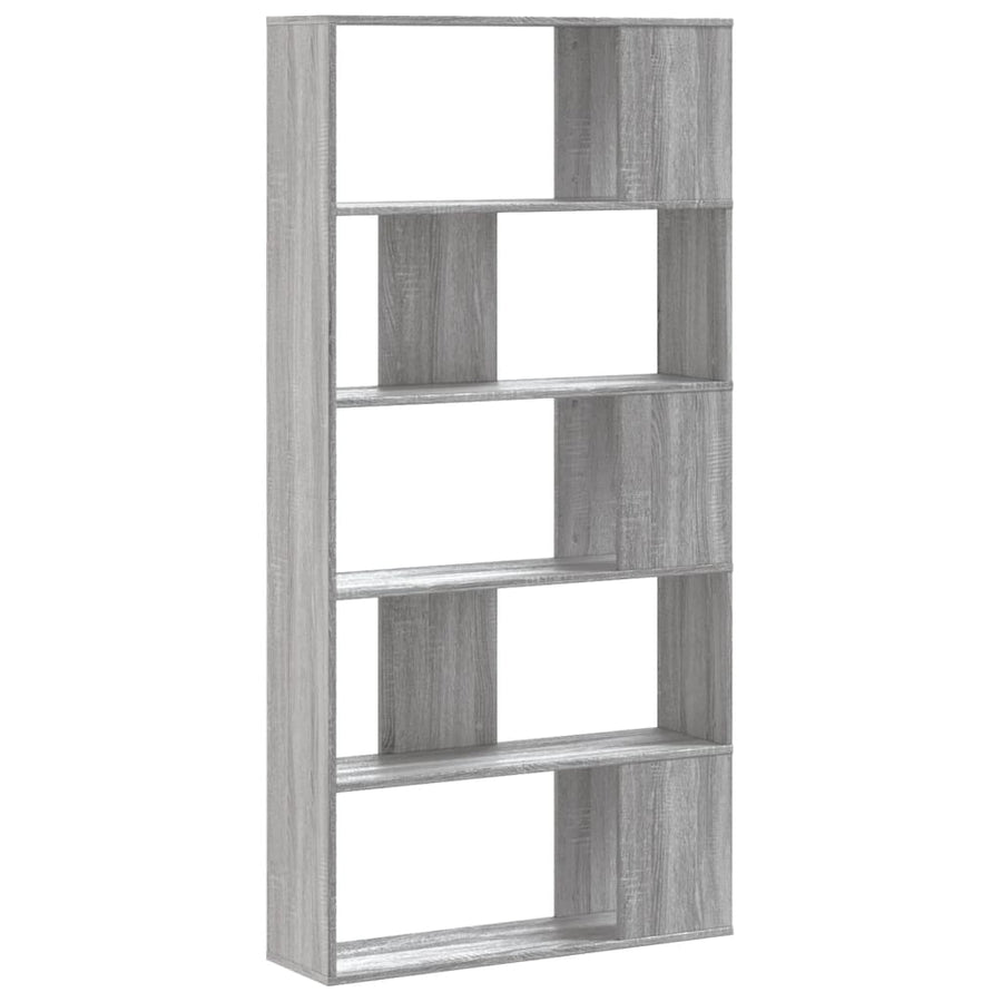 Boekenkast 5-laags 80,5x23,5x162,5 cm bewerkt hout grijs sonoma