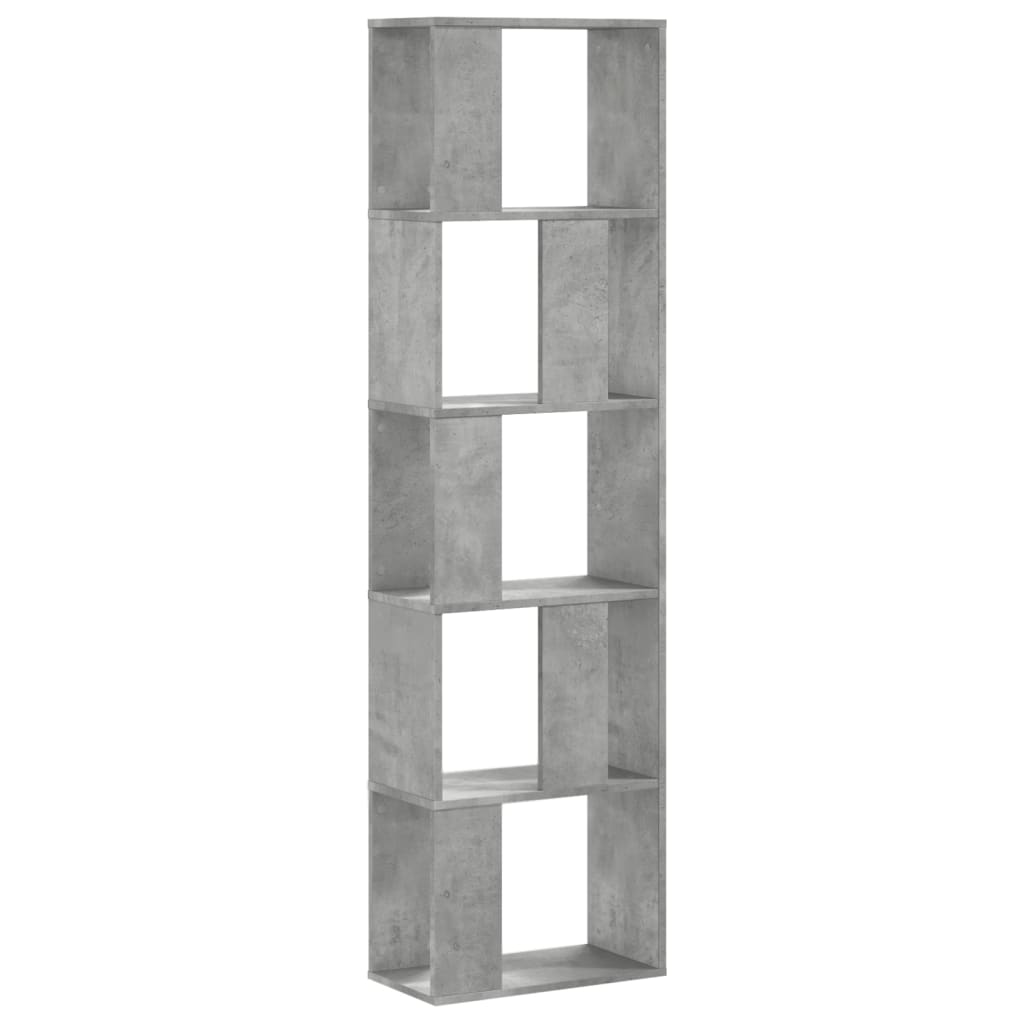 Boekenkast 5-laags 45x23,5x162,5 cm bewerkt hout betongrijs