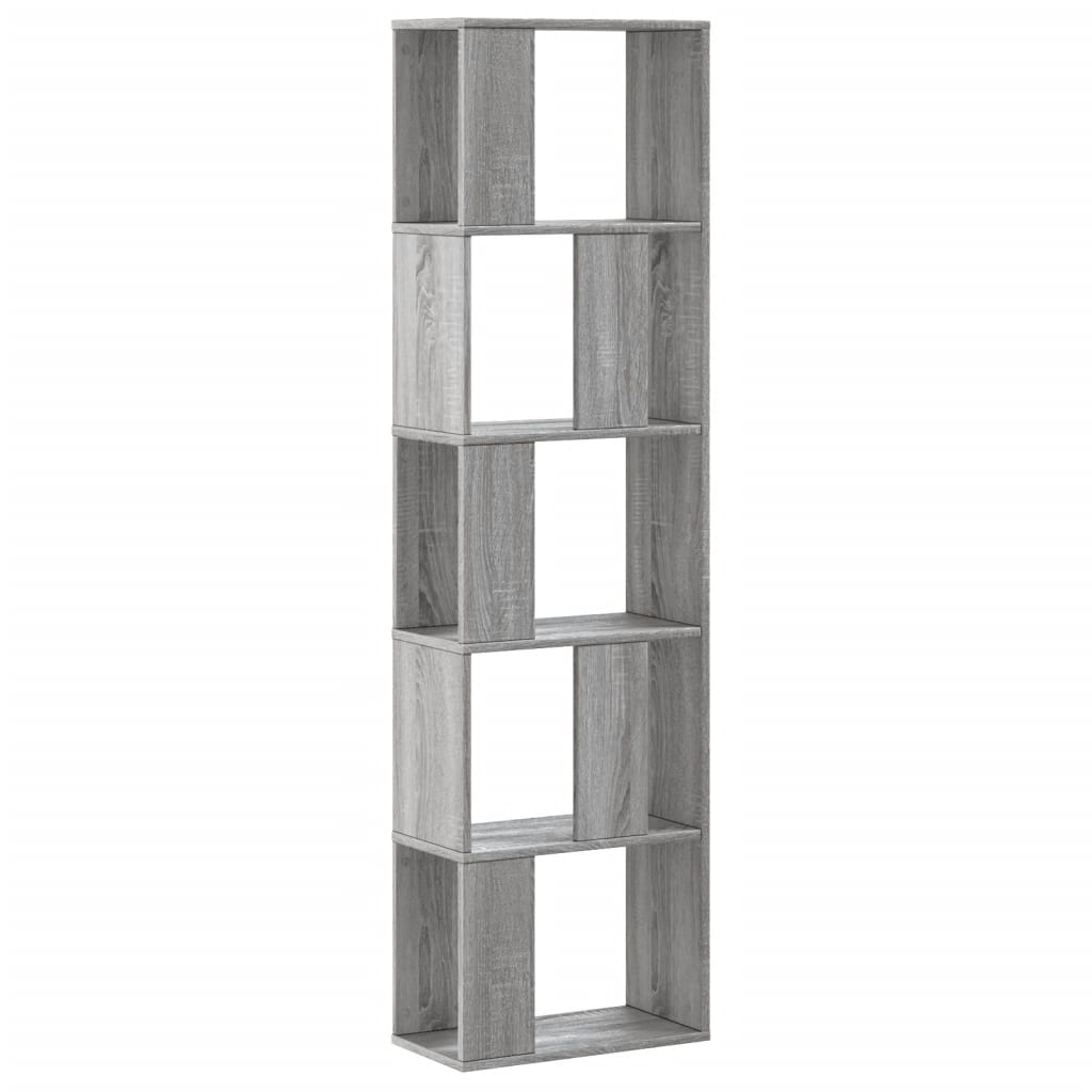 Boekenkast 5-laags 45x23,5x162,5 cm bewerkt hout grijs sonoma
