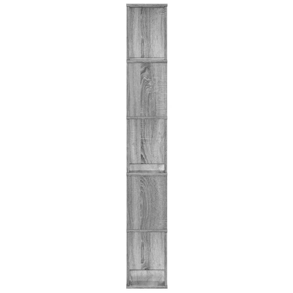 Boekenkast 5-laags 45x23,5x162,5 cm bewerkt hout grijs sonoma