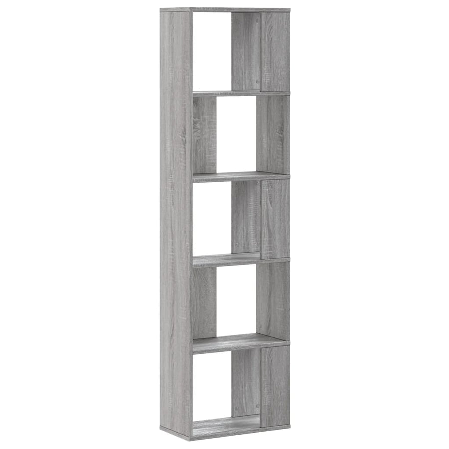 Boekenkast 5-laags 45x23,5x162,5 cm bewerkt hout grijs sonoma