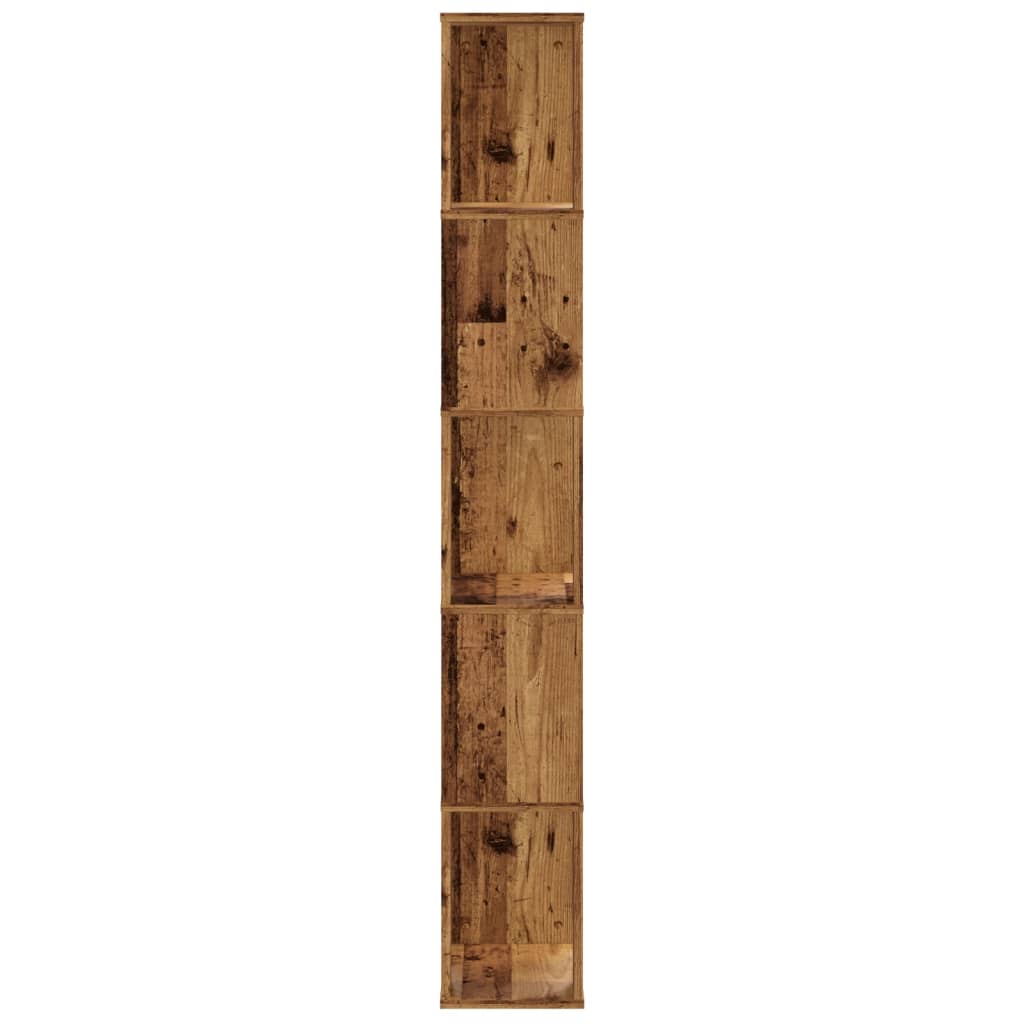 Boekenkast 5-laags 45x23,5x162,5 cm bewerkt hout oud hout