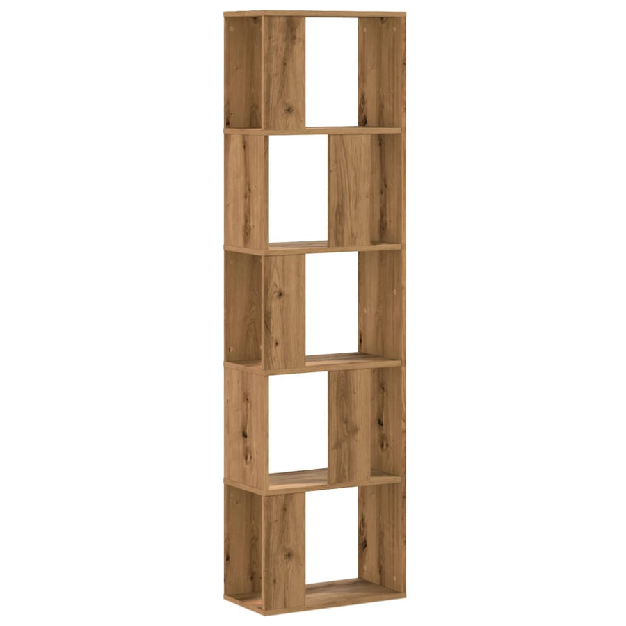 Boekenkast 5-laags 45x23,5x162,5 cm hout artisanaal eikenkleur