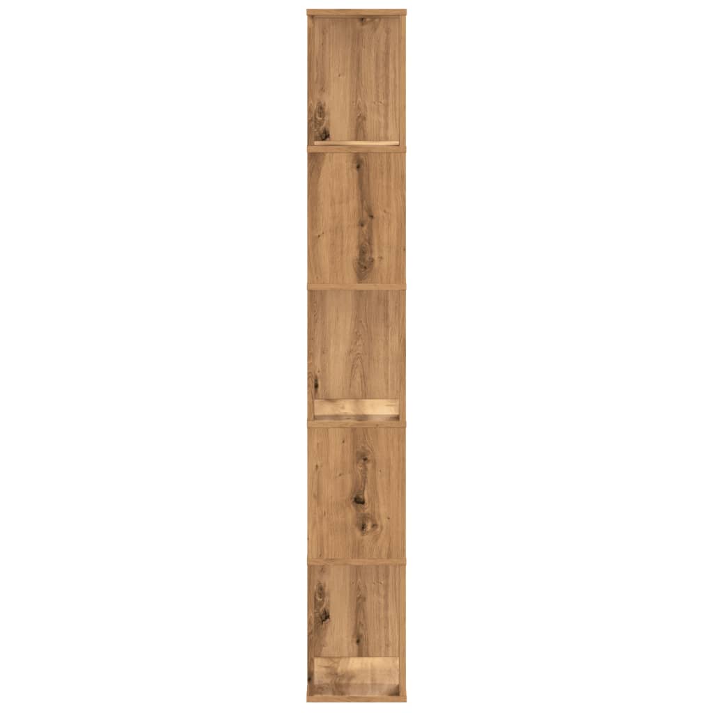 Boekenkast 5-laags 45x23,5x162,5 cm hout artisanaal eikenkleur