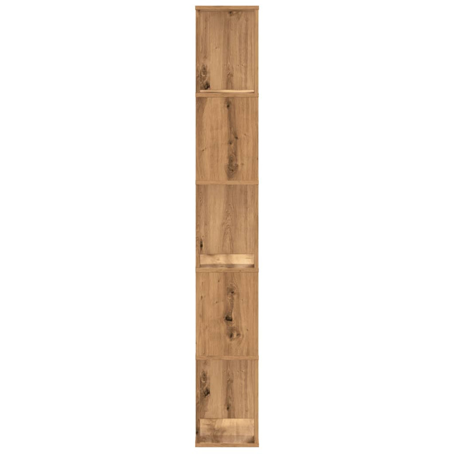 Boekenkast 5-laags 45x23,5x162,5 cm hout artisanaal eikenkleur
