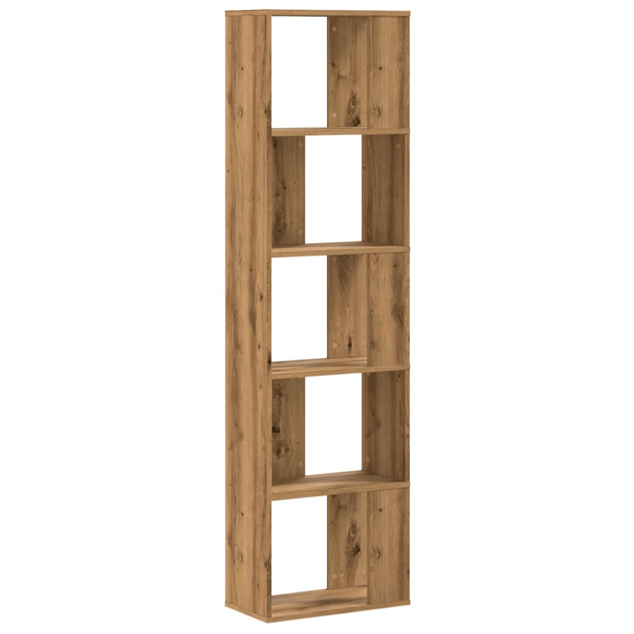 Boekenkast 5-laags 45x23,5x162,5 cm hout artisanaal eikenkleur