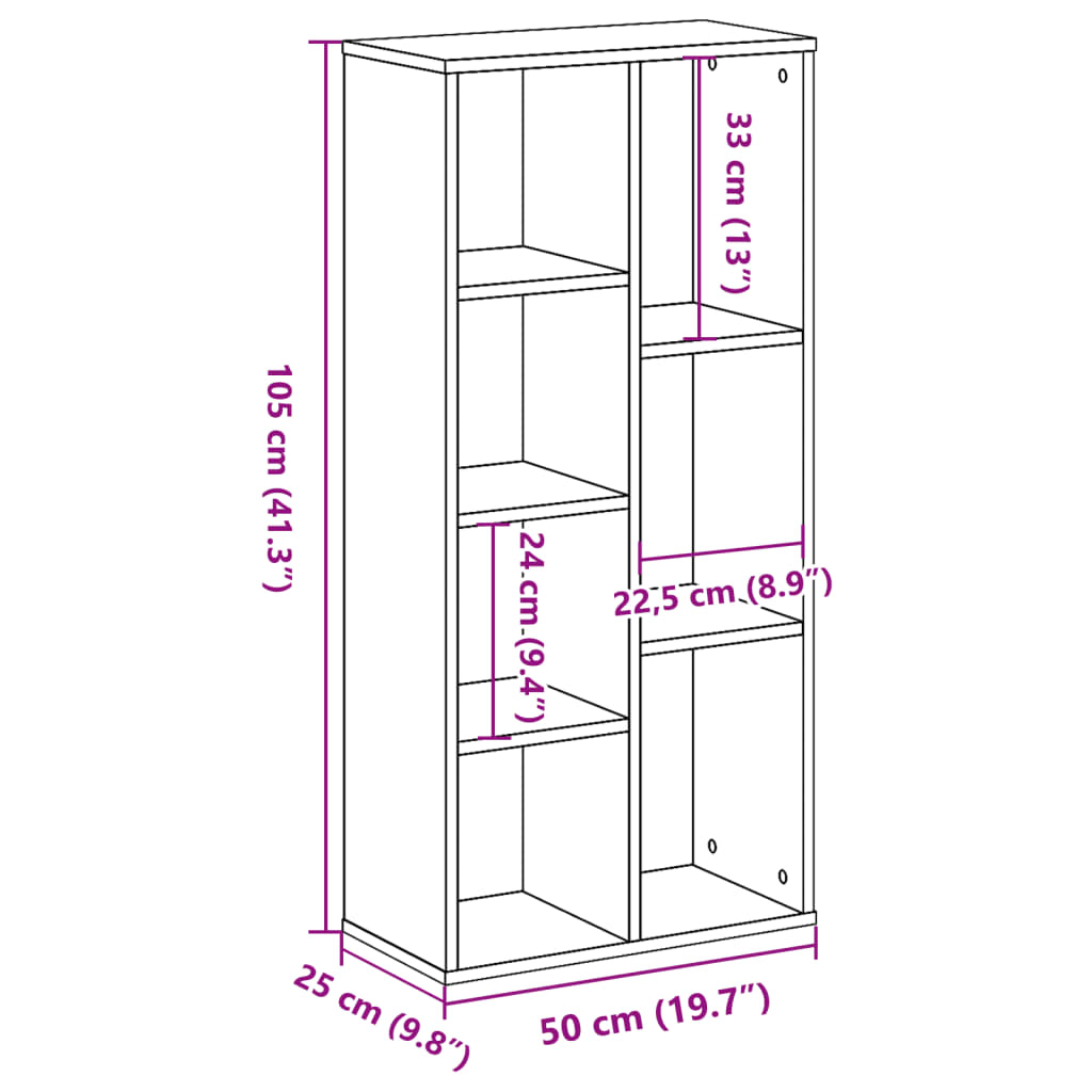 Boekenkast 50x25x105 cm bewerkt hout sonoma eikenkleurig