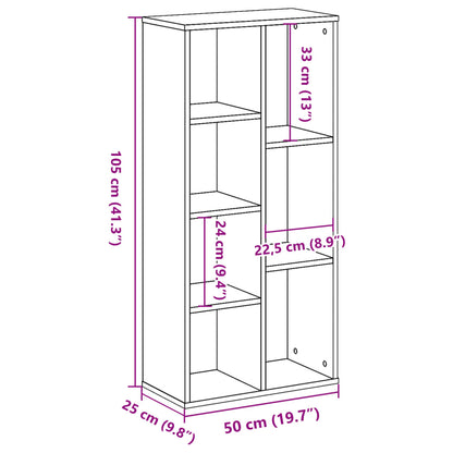 Boekenkast 50x25x105 cm bewerkt hout sonoma eikenkleurig