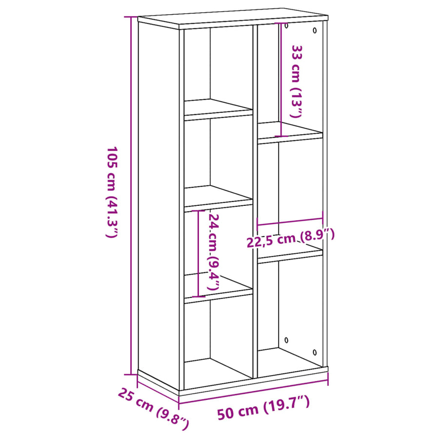 Boekenkast 50x25x105 cm bewerkt hout sonoma eikenkleurig
