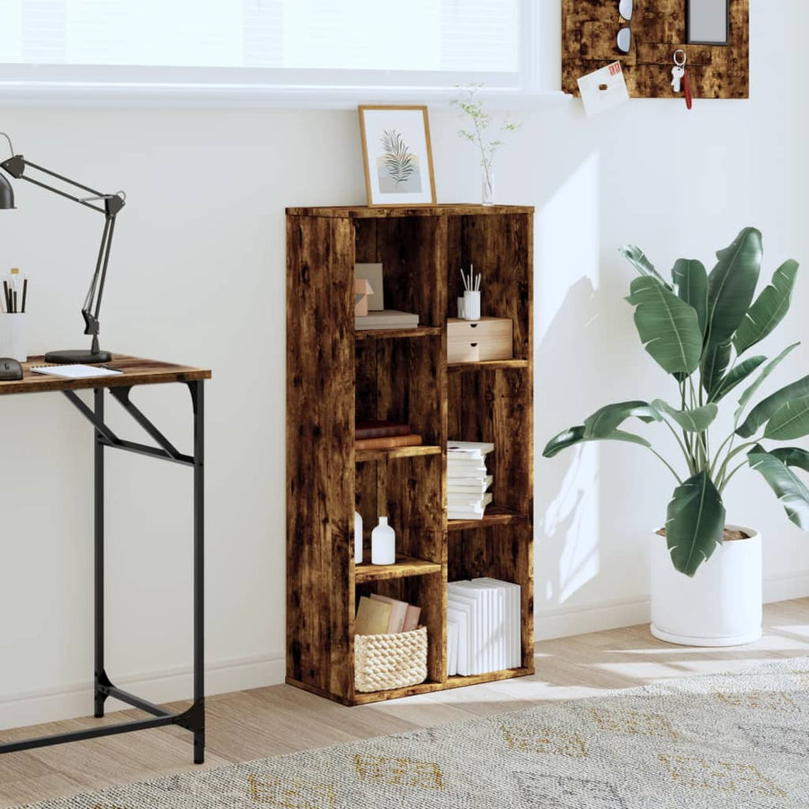 Boekenkast 50x25x105 cm bewerkt hout gerookt eikenkleurig