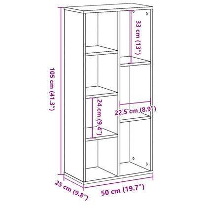 Boekenkast 50x25x105 cm bewerkt hout oud houtkleurig