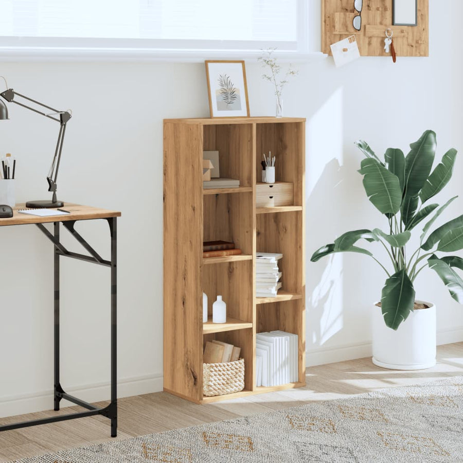 Boekenkast 50x25x105 cm bewerkt hout artisanaal eikenkleurig