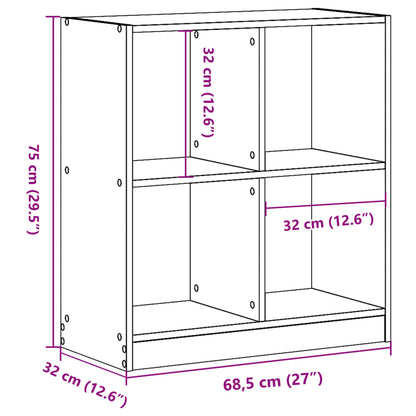 Boekenkast 68,5x32x75 cm bewerkt hout gerookt eikenkleurig