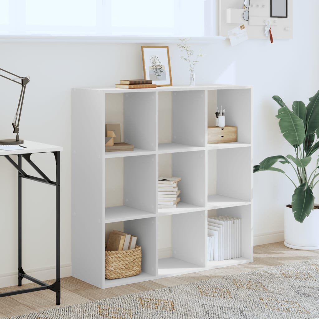 Boekenkast 102x32x102 cm bewerkt hout wit