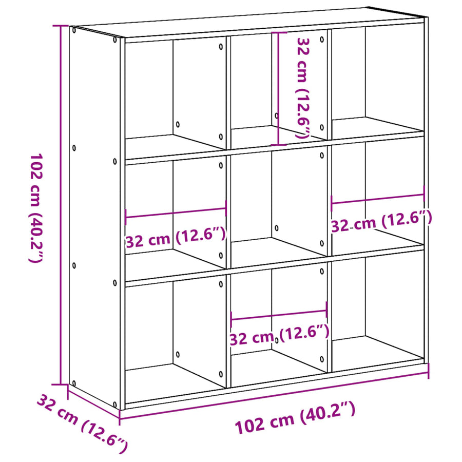 Boekenkast 102x32x102 cm bewerkt hout wit