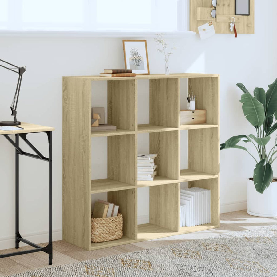 Boekenkast 102x32x102 cm bewerkt hout sonoma eikenkleurig