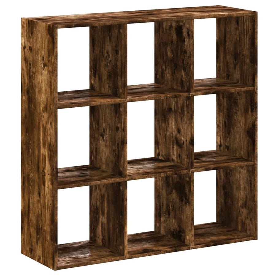 Boekenkast 102X32X102 Cm Bewerkt Hout Gerookt Eikenkleurig Betongrijs