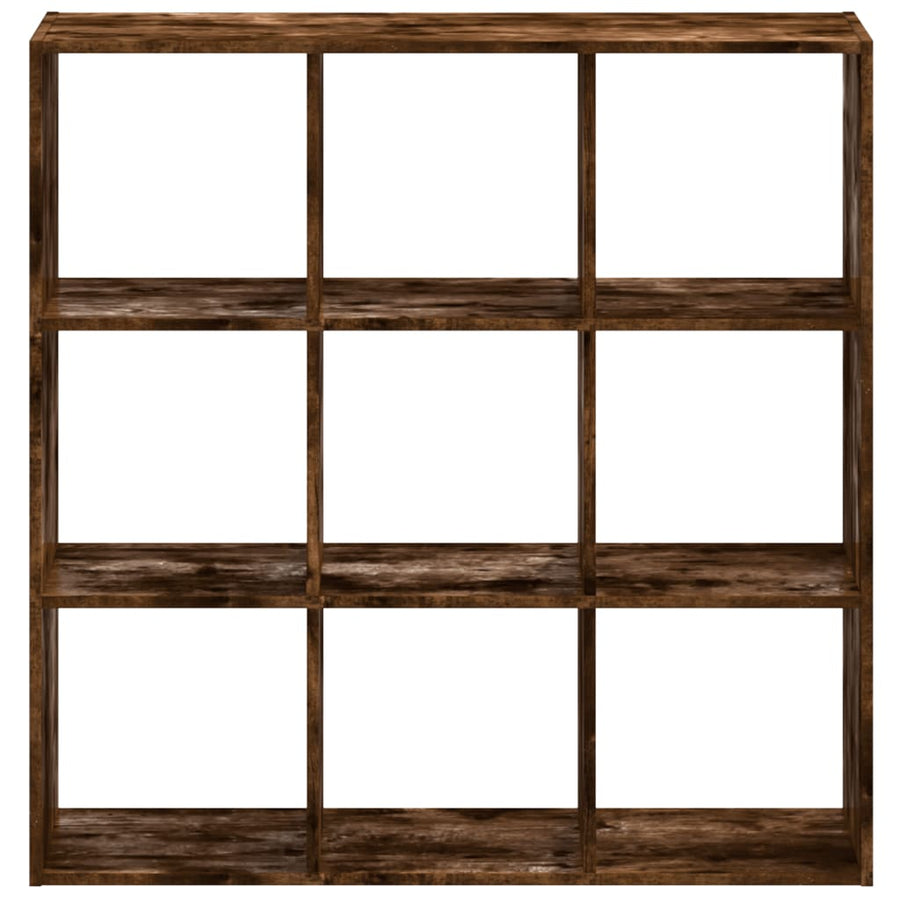 Boekenkast 102X32X102 Cm Bewerkt Hout Gerookt Eikenkleurig Betongrijs