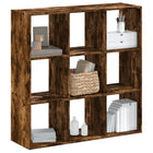 Boekenkast 102x32x102 cm bewerkt hout gerookt eiken betongrijs