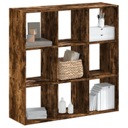 Boekenkast 102x32x102 cm bewerkt hout gerookt eiken betongrijs
