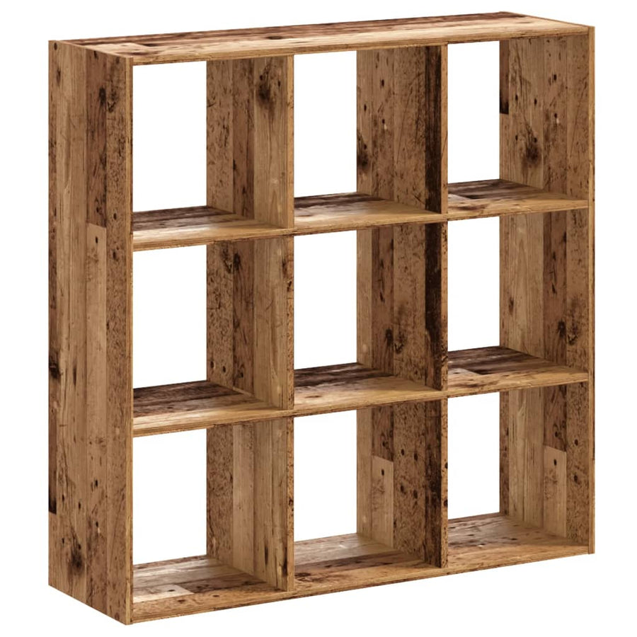 Boekenkast 102x32x102 cm bewerkt hout oud houtkleurig