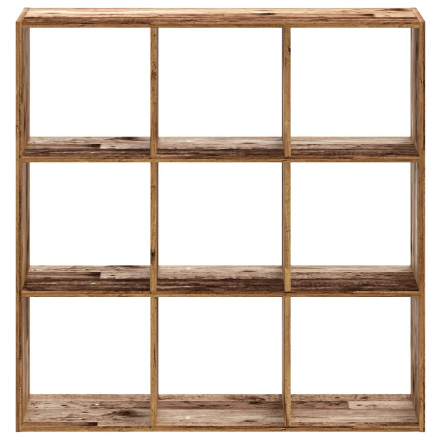 Boekenkast 102x32x102 cm bewerkt hout oud houtkleurig