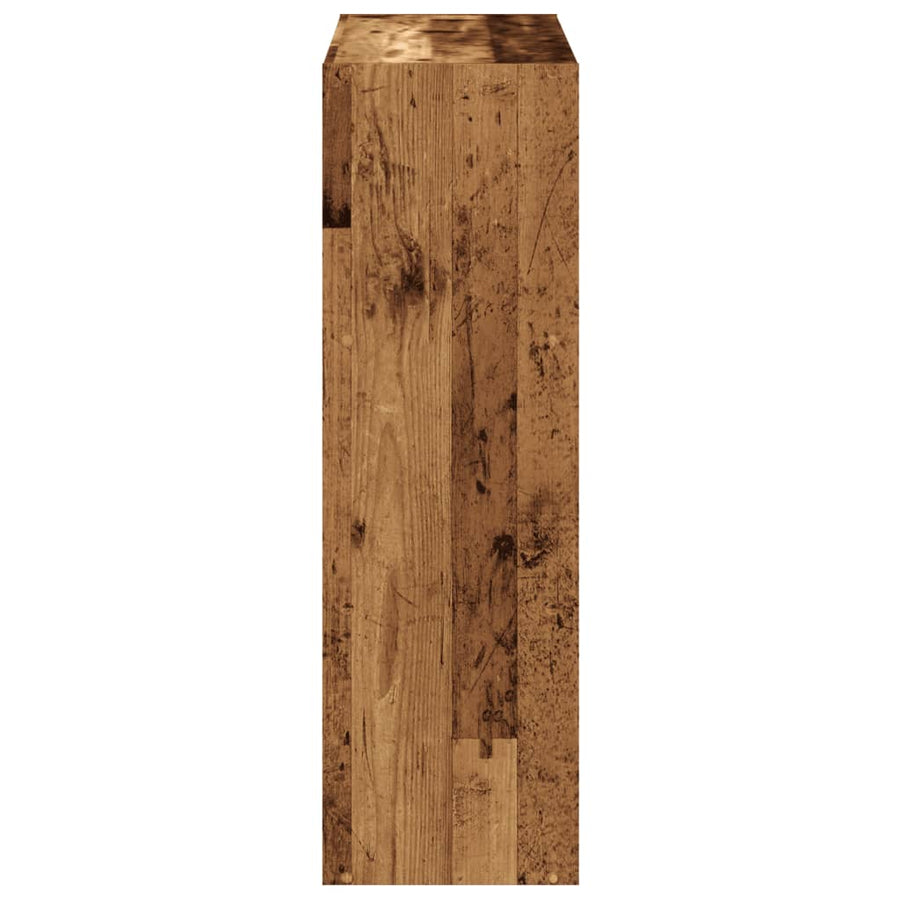 Boekenkast 102x32x102 cm bewerkt hout oud houtkleurig