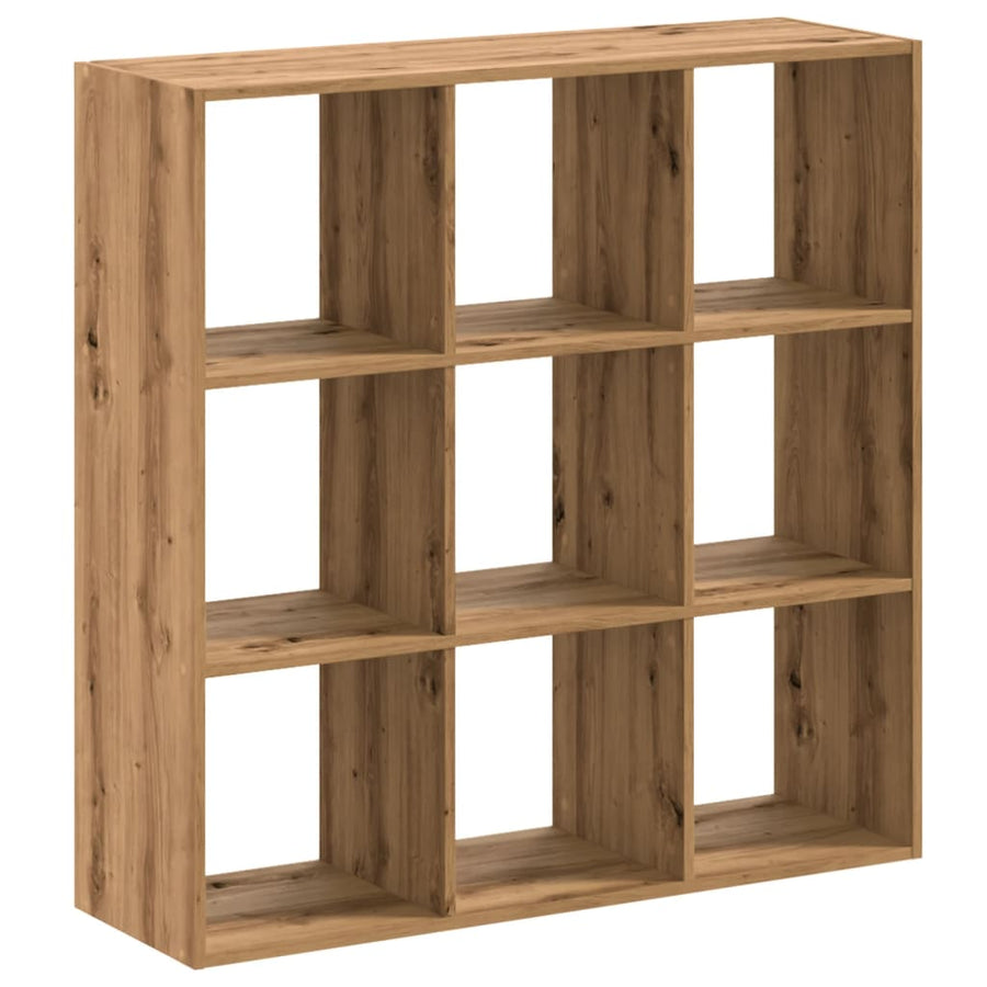 Boekenkast 102x32x102 cm bewerkt hout artisanaal eikenkleurig