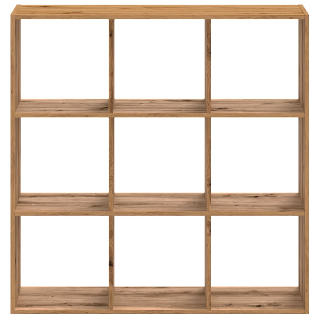 Boekenkast 102x32x102 cm bewerkt hout artisanaal eikenkleurig