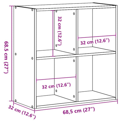 Boekenkast 68,5x32x68,5 cm bewerkt hout bruin eikenkleur