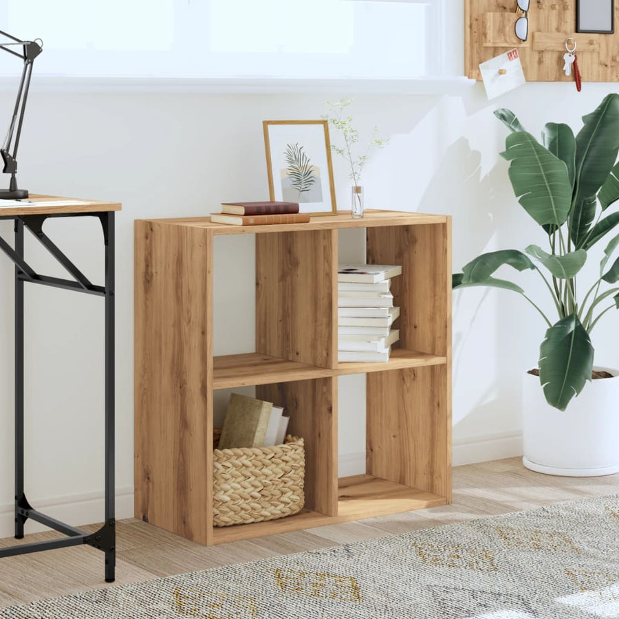 Boekenkast 68,5x32x68,5 cm bewerkt hout artisanaal eikenkleurig