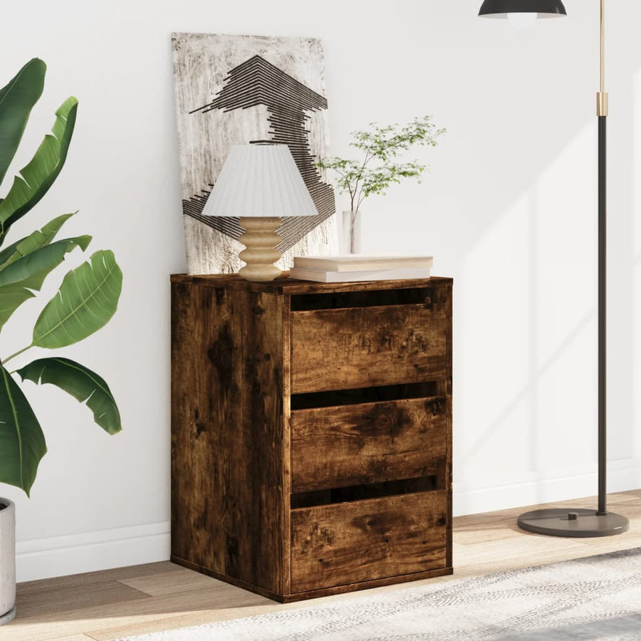 Ladekast 40x41x58 cm bewerkt hout gerookt eikenkleurig