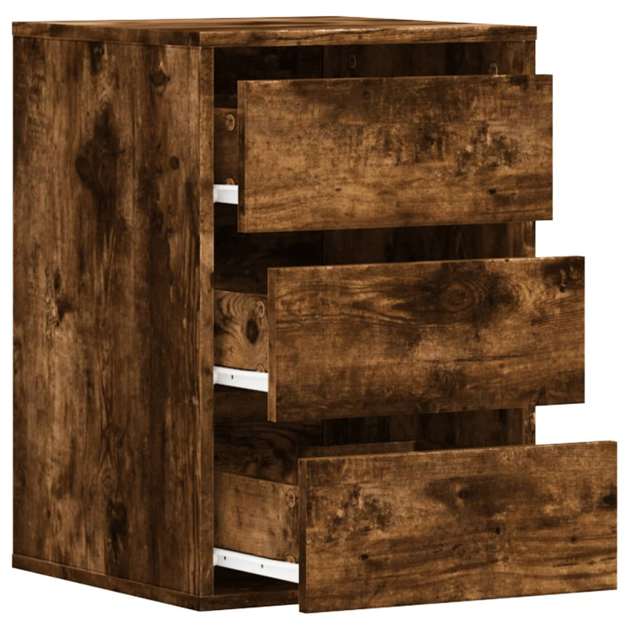 Ladekast 40x41x58 cm bewerkt hout gerookt eikenkleurig