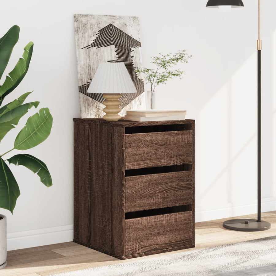 Ladekast 40x41x58 cm bewerkt hout bruin eikenkleurig